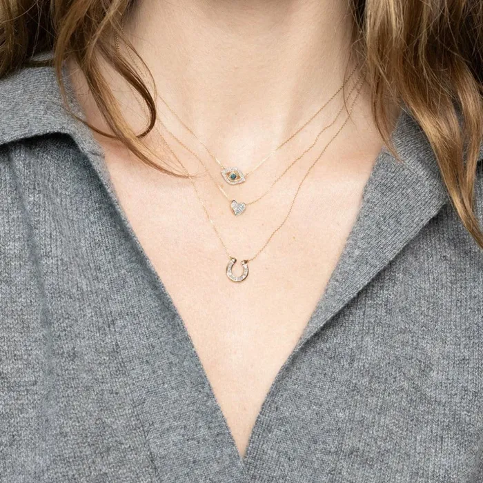 Adina Reyter Fine Chains and Pendants Tiny Pav Folded Heart Necklace 8211 Necklaces Adina Reyter Fine Chains and Pendants Tiny Pav Folded Heart Necklace 8211 Necklaces