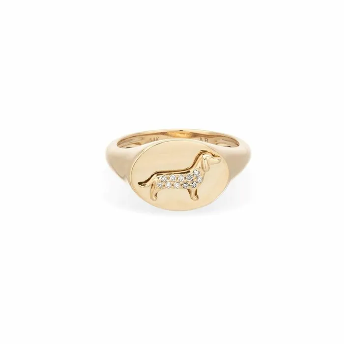 Adina Reyter Signet Pav Diamond Dachshund Signet Ring Dachshund 8211 Rings