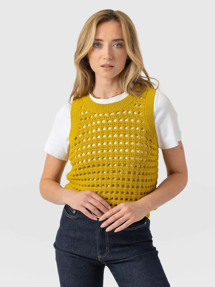 Adler Sleeveless Knit 8211 Mustard Mustard Women Saint And Sofia Knitwear