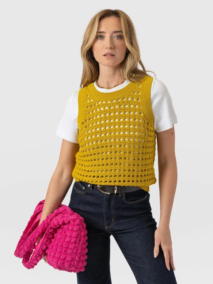 Adler Sleeveless Knit 8211 Mustard Mustard Women Saint And Sofia Knitwear