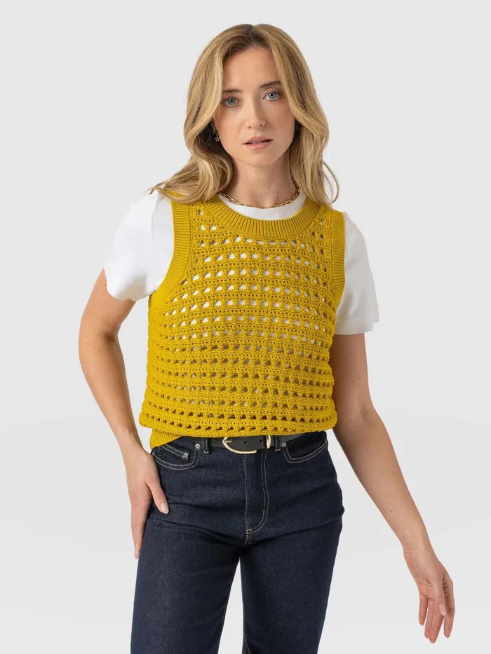 Adler Sleeveless Knit 8211 Mustard Mustard Women Saint And Sofia Knitwear