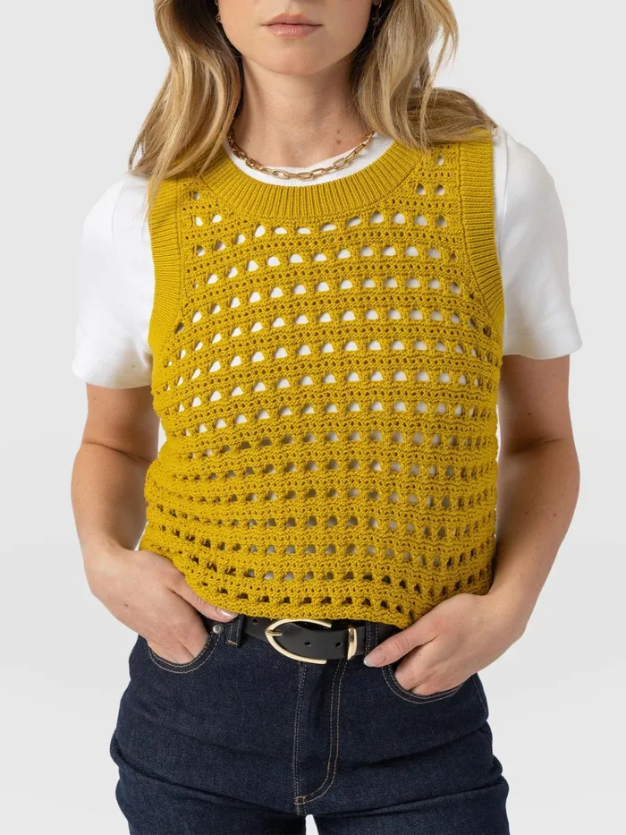 Adler Sleeveless Knit 8211 Mustard Mustard Women Saint And Sofia Knitwear