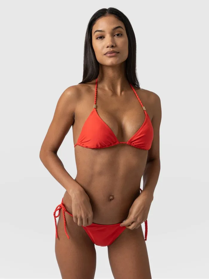 Alba Tie Side Bikini Bottom 8211 Red Red Women Saint And Sofia Swimwear