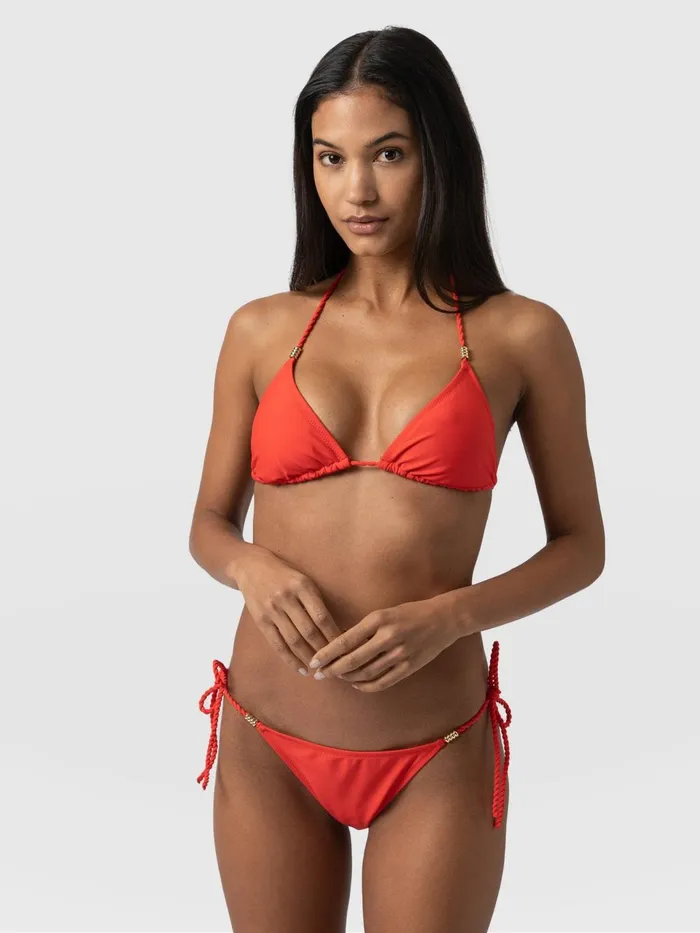 Alba Tie Side Bikini Bottom 8211 Red Red Women Saint And Sofia Swimwear