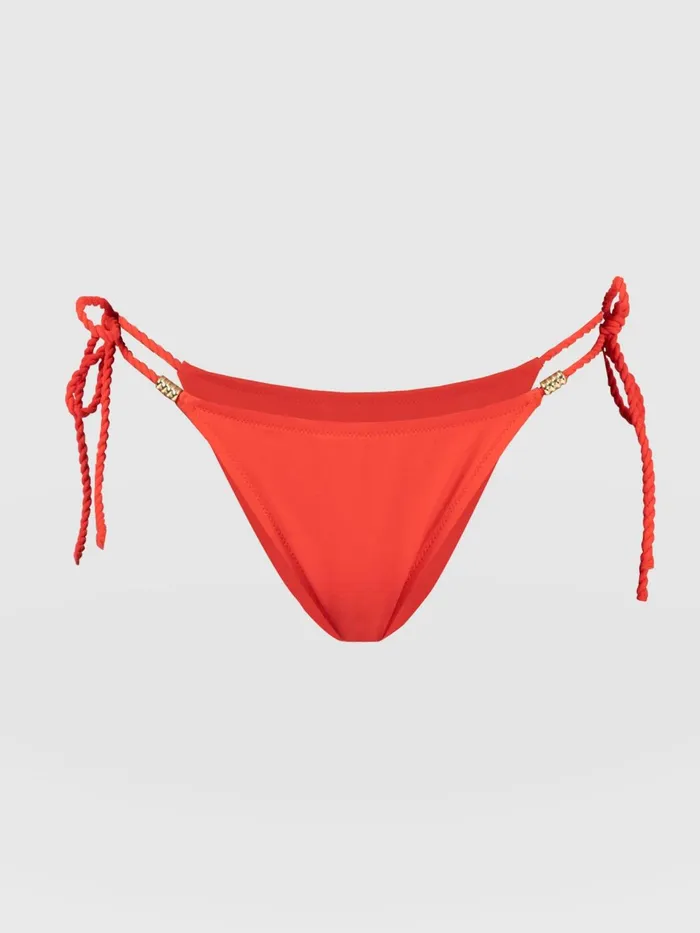 Alba Tie Side Bikini Bottom 8211 Red Red Women Saint And Sofia Swimwear