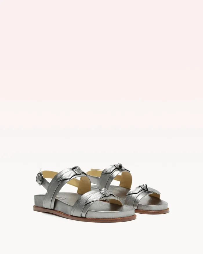 Alexandre Birman Clarita Sport Sandal 8211 Silver Flat Sandals 8211 Luxury Comfortable Sandals Graphite Women Alexandre Birman Flats