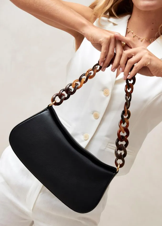 ALOHAS Bags Women The Curl 8211 Black Leather Handbag
