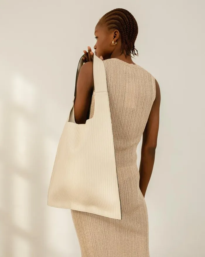 ALOHAS Bags Women The L Pleated 8211 White Leather Handbag