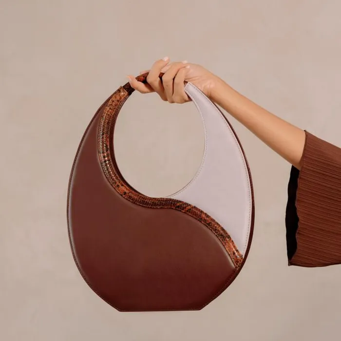 ALOHAS Bags Women The O Venti Indo 8211 Brown And Mauve Leather Bag