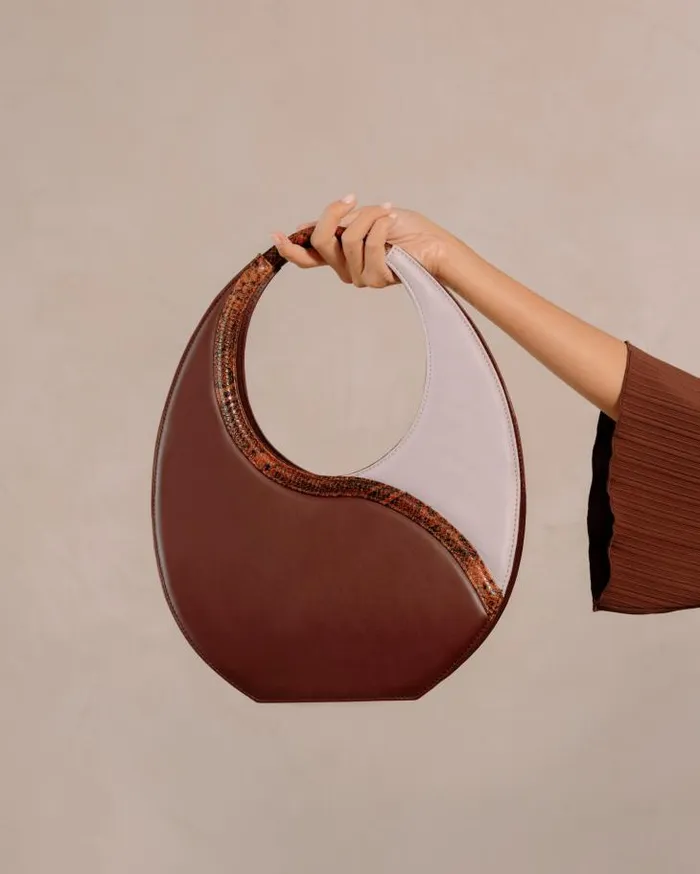 ALOHAS Bags Women The O Venti Indo 8211 Brown And Mauve Leather Bag