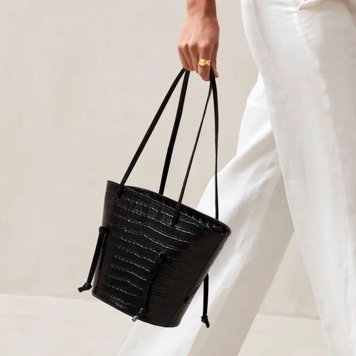 ALOHAS Bags Women The Tangle 8211 Black Croc Leather Shoulder Bag