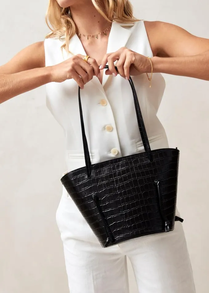 ALOHAS Bags Women The Tangle 8211 Black Croc Leather Shoulder Bag