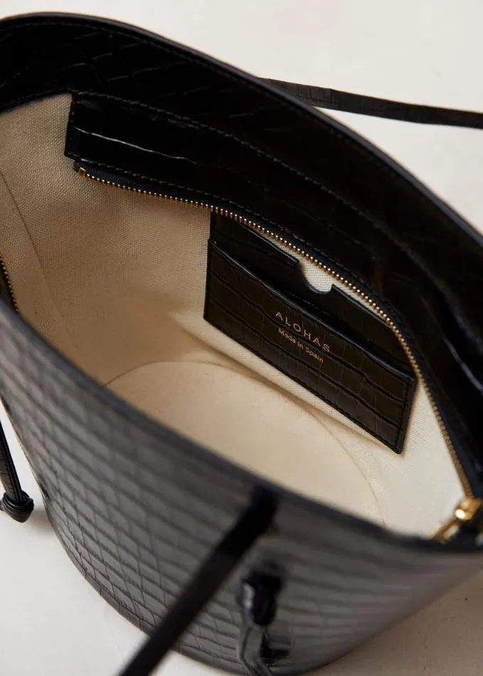ALOHAS Bags Women The Tangle 8211 Black Croc Leather Shoulder Bag