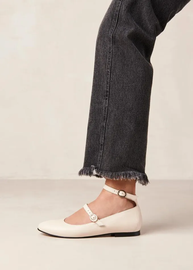 ALOHAS Ballet Flats Women Evelyn 8211 White Leather MaryJane Flats