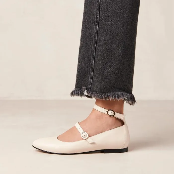 ALOHAS Ballet Flats Women Evelyn 8211 White Leather MaryJane Flats