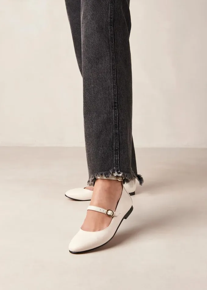 ALOHAS Ballet Flats Women Evelyn 8211 White Leather MaryJane Flats