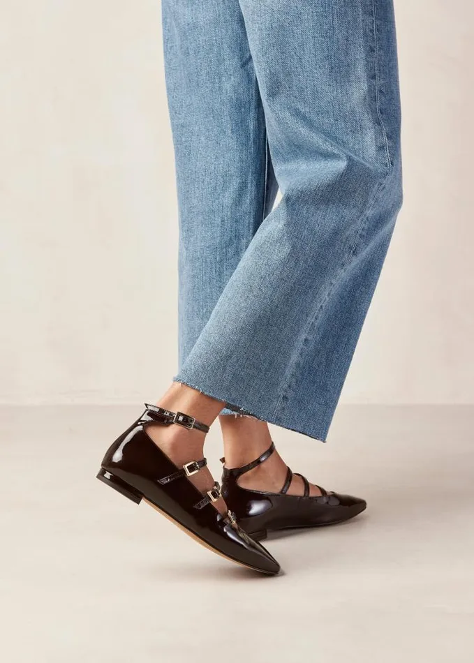 ALOHAS Ballet Flats Women Luke 8211 Brown Patent Leather Ballet Flats