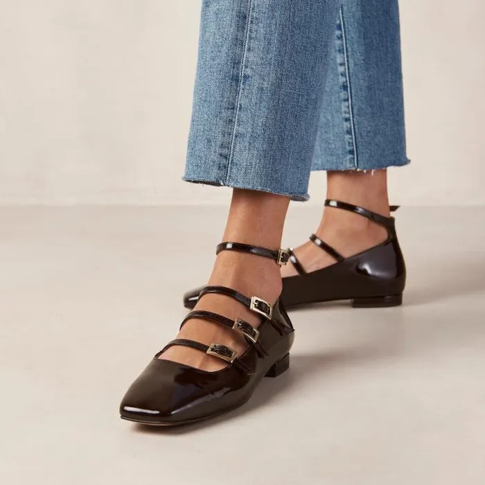 ALOHAS Ballet Flats Women Luke 8211 Brown Patent Leather Ballet Flats