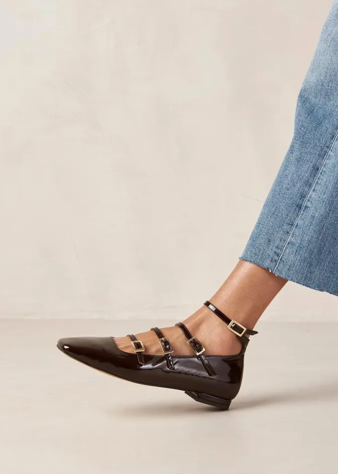 ALOHAS Ballet Flats Women Luke 8211 Brown Patent Leather Ballet Flats