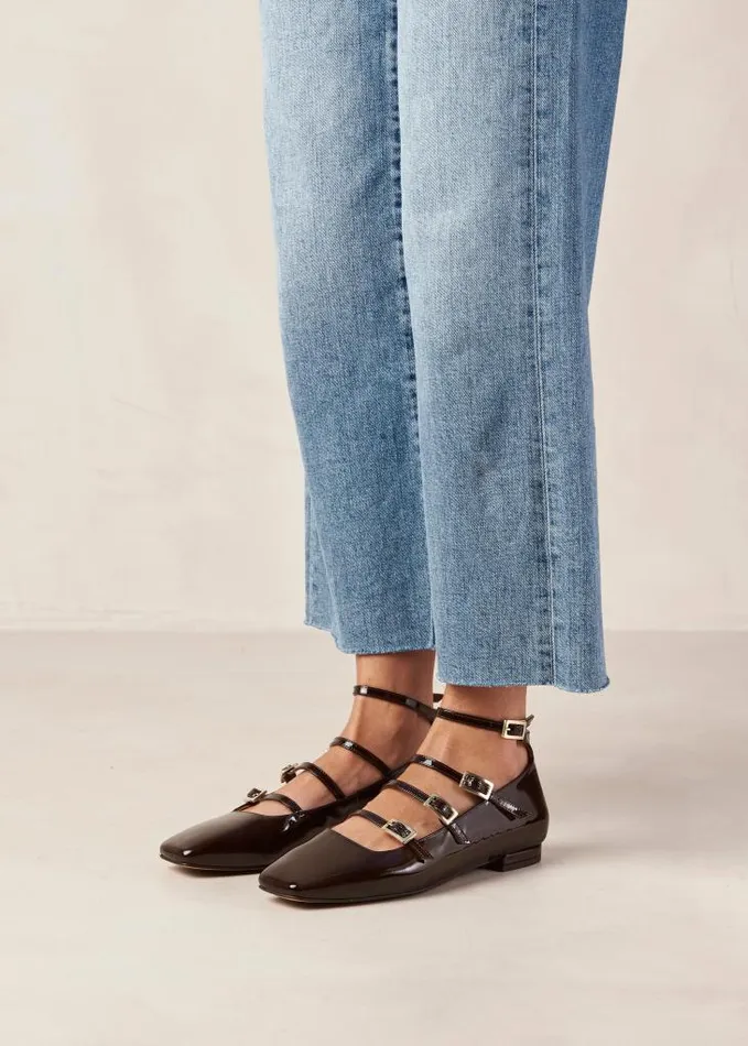 ALOHAS Ballet Flats Women Luke 8211 Brown Patent Leather Ballet Flats