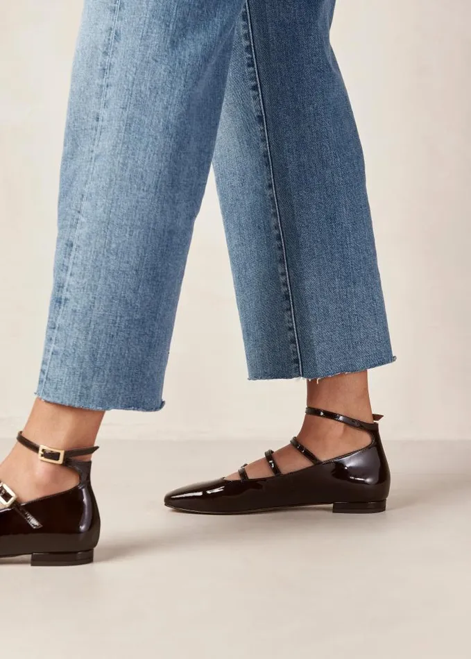 ALOHAS Ballet Flats Women Luke 8211 Brown Patent Leather Ballet Flats