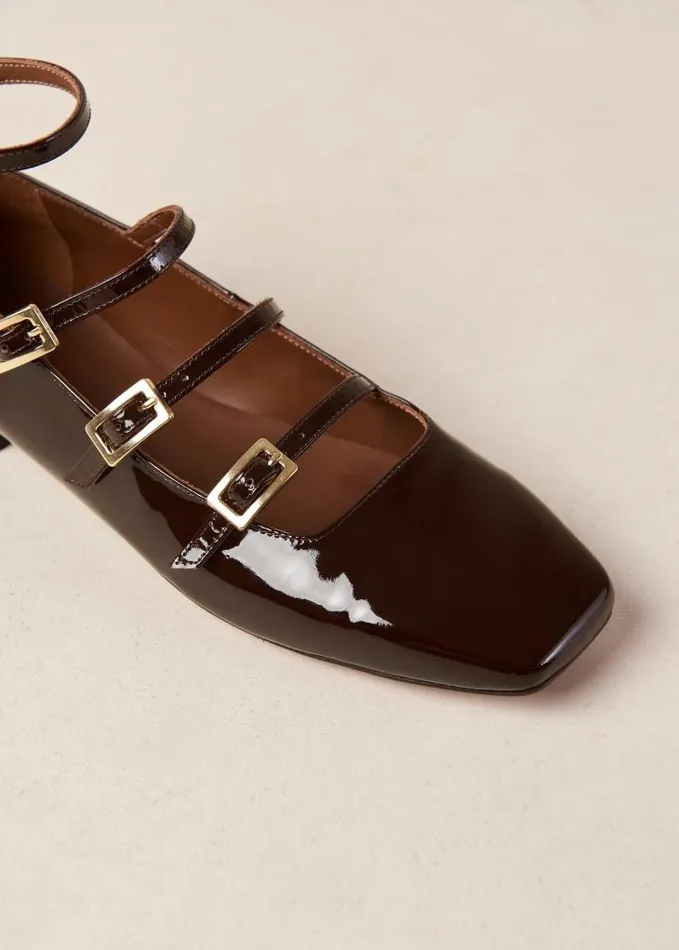 ALOHAS Ballet Flats Women Luke 8211 Brown Patent Leather Ballet Flats