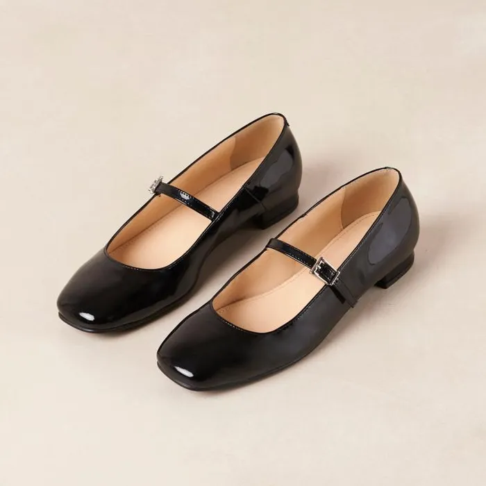 ALOHAS Ballet Flats Women Por Do Sol 8211 Black Patent Ballet Pumps