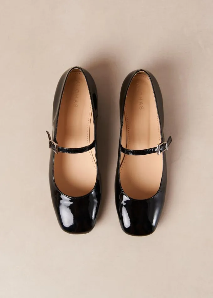 ALOHAS Ballet Flats Women Por Do Sol 8211 Black Patent Ballet Pumps