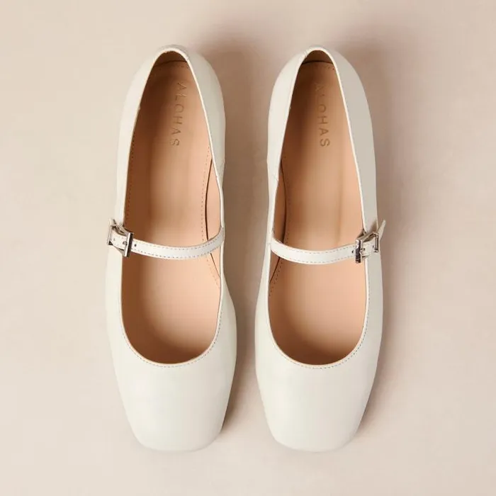 ALOHAS Ballet Flats Women Por Do Sol 8211 Cream Leather Ballet Pumps