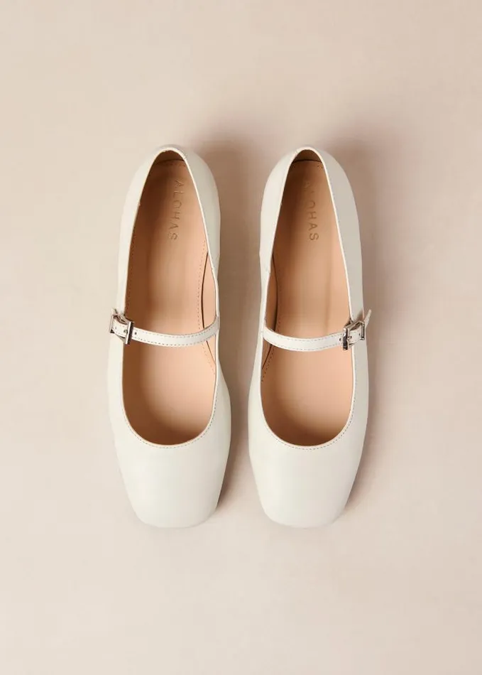 ALOHAS Ballet Flats Women Por Do Sol 8211 Cream Leather Ballet Pumps