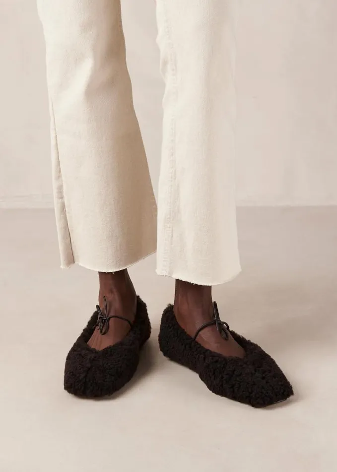 ALOHAS Ballet Flats Women Sway Furry 8211 Brown Fur Ballerinas