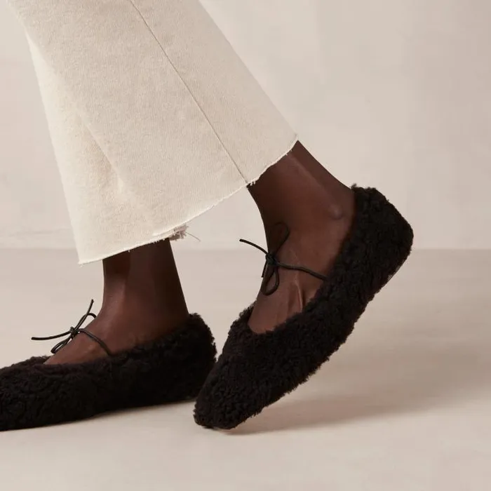 ALOHAS Ballet Flats Women Sway Furry 8211 Brown Fur Ballerinas