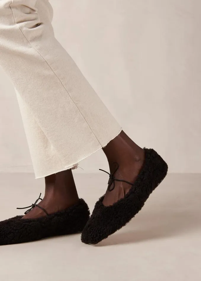 ALOHAS Ballet Flats Women Sway Furry 8211 Brown Fur Ballerinas