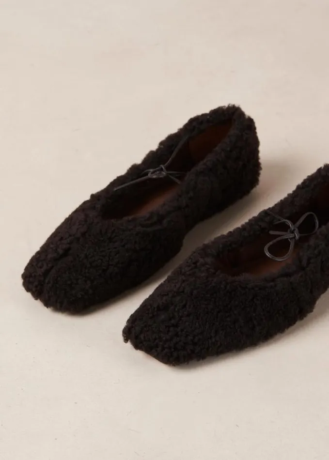 ALOHAS Ballet Flats Women Sway Furry 8211 Brown Fur Ballerinas