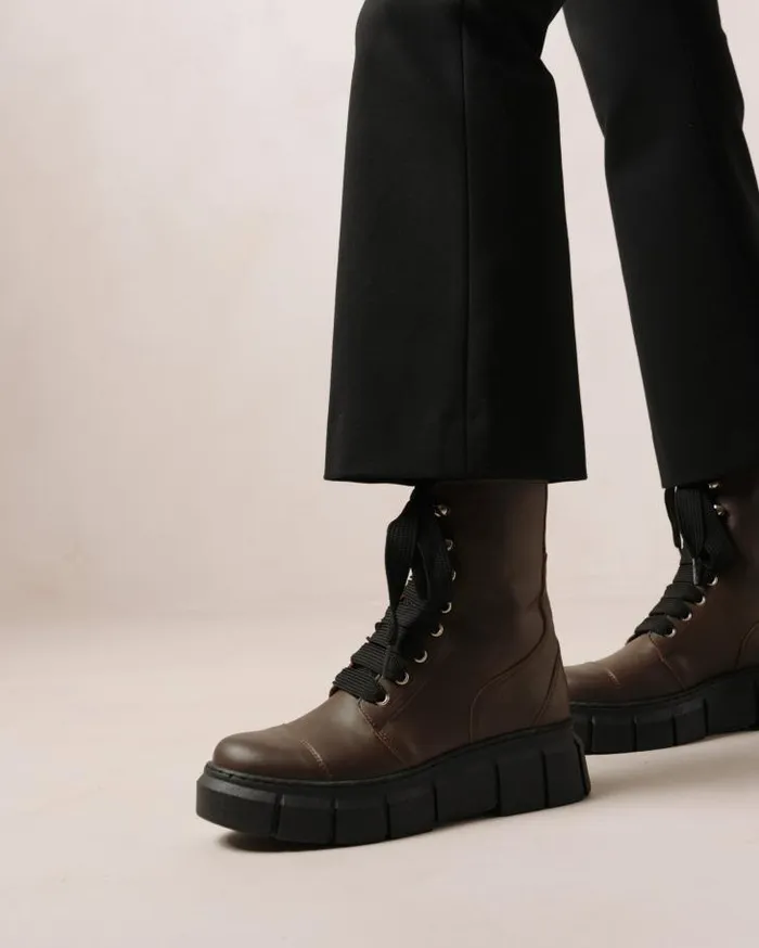 ALOHAS Boots Women Can Can 8211 Brown Leather Boots