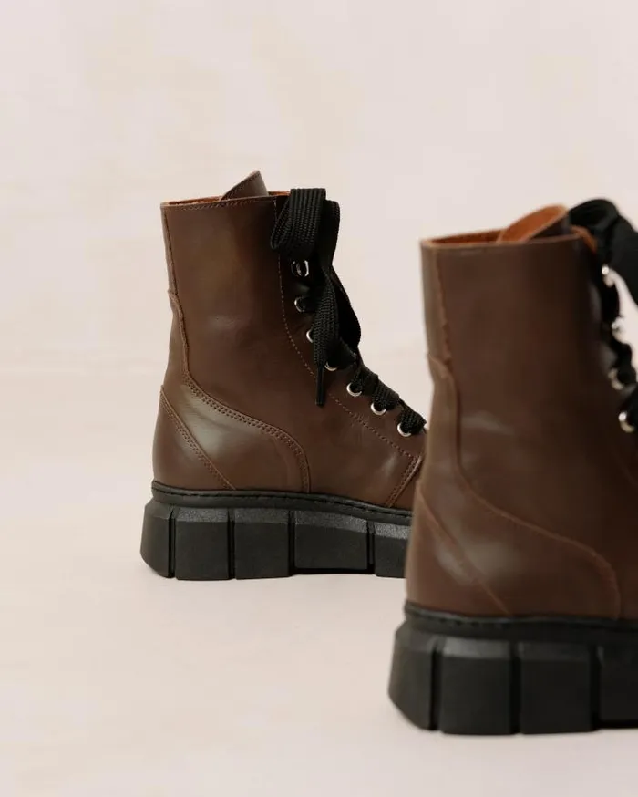 ALOHAS Boots Women Can Can 8211 Brown Leather Boots