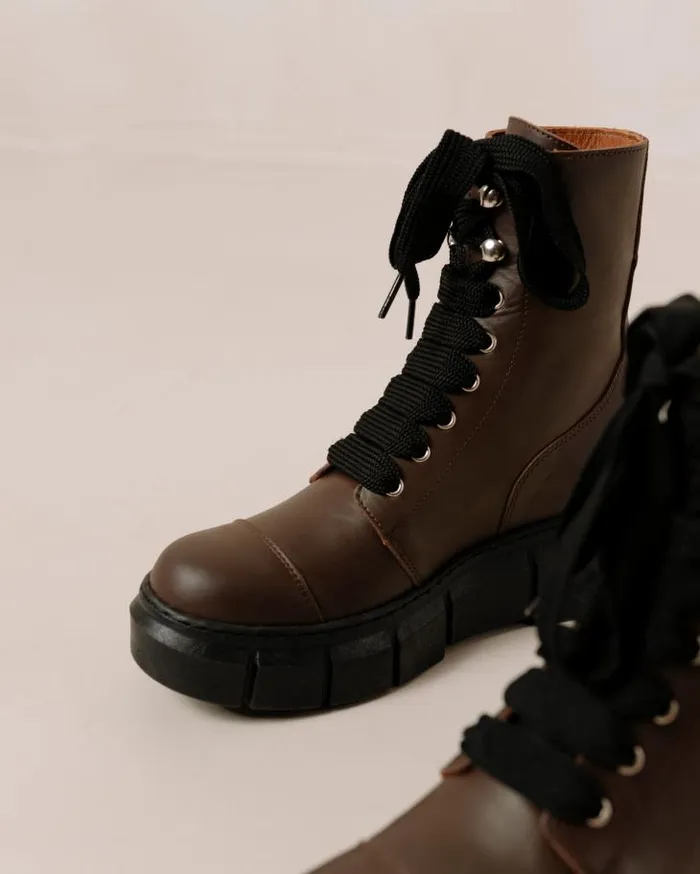 ALOHAS Boots Women Can Can 8211 Brown Leather Boots