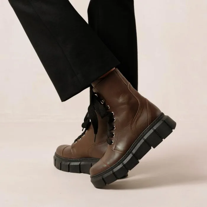 ALOHAS Boots Women Can Can 8211 Brown Leather Boots