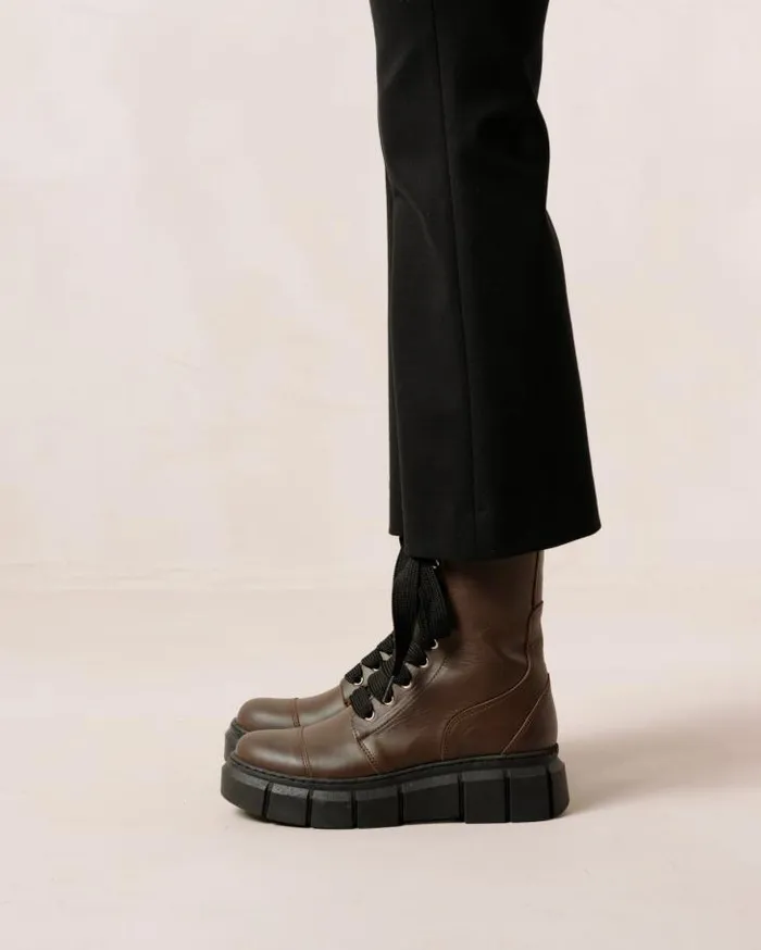 ALOHAS Boots Women Can Can 8211 Brown Leather Boots