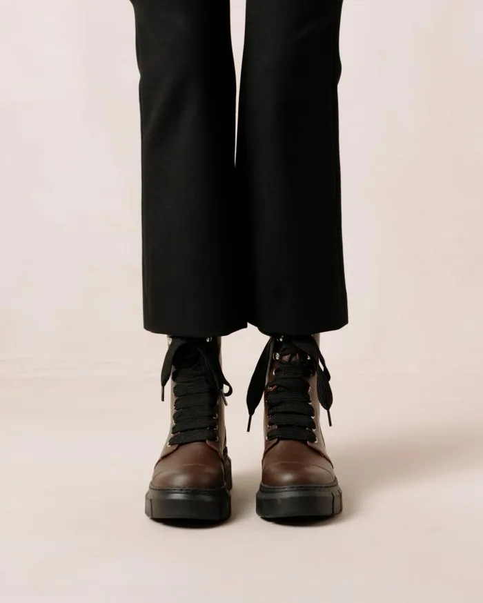 ALOHAS Boots Women Can Can 8211 Brown Leather Boots