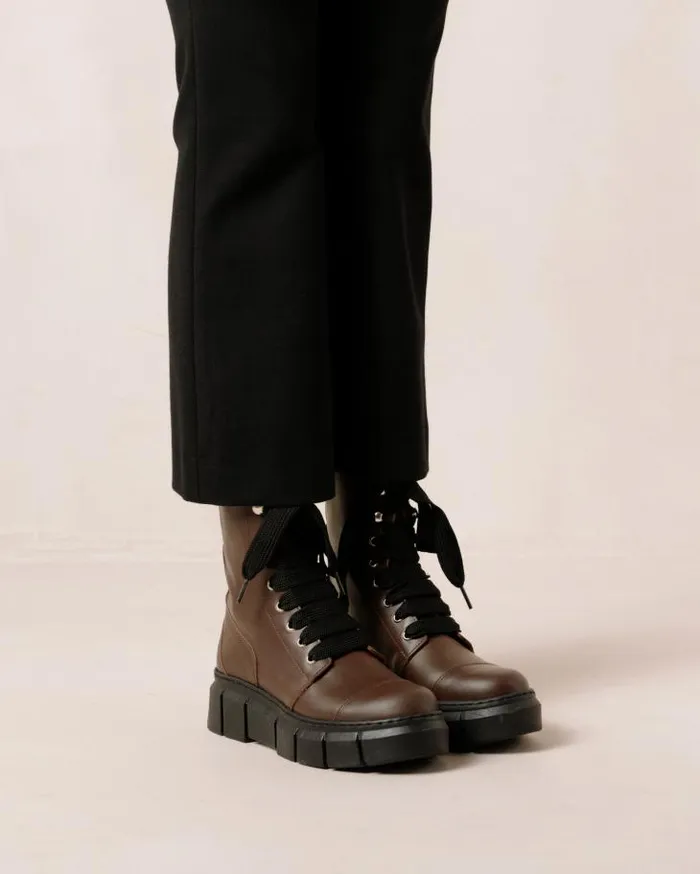 ALOHAS Boots Women Can Can 8211 Brown Leather Boots