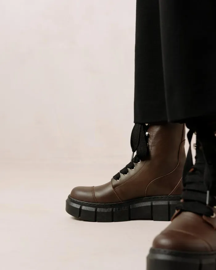 ALOHAS Boots Women Can Can 8211 Brown Leather Boots