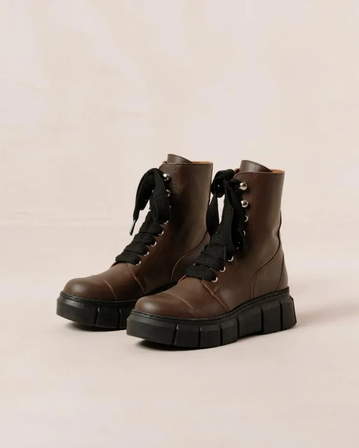 ALOHAS Boots Women Can Can 8211 Brown Leather Boots