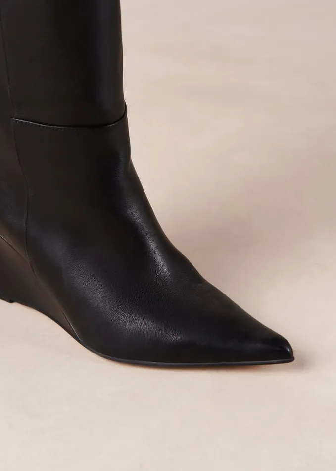 ALOHAS Boots Women Gale 8211 Black Leather Wedge Boots