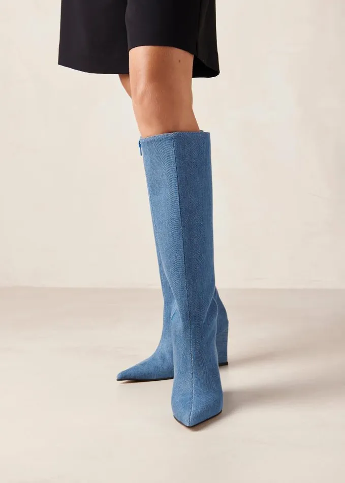 ALOHAS Boots Women Gale 8211 Blue Denim Wedge Boots