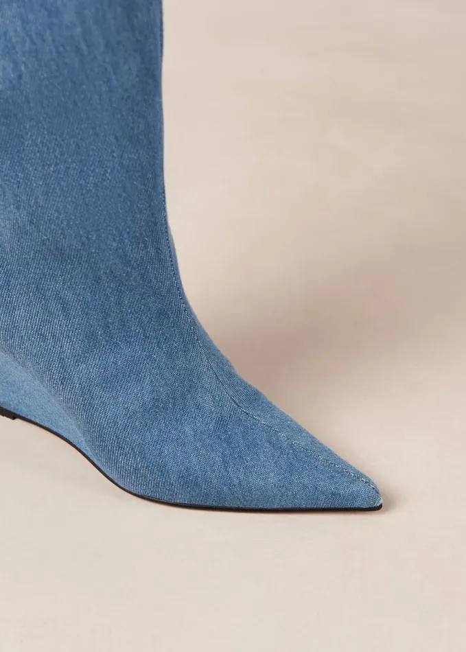 ALOHAS Boots Women Gale 8211 Blue Denim Wedge Boots