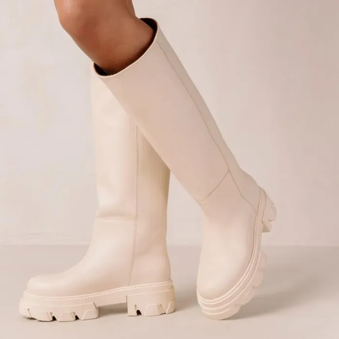 ALOHAS Boots Women Katiuska 8211 White Leather Boots