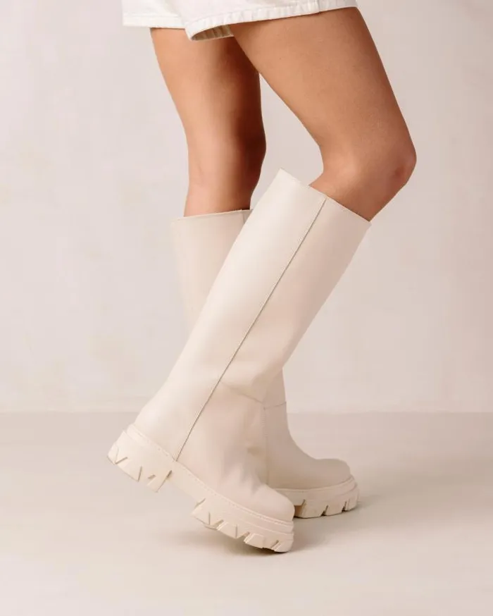 ALOHAS Boots Women Katiuska 8211 White Leather Boots