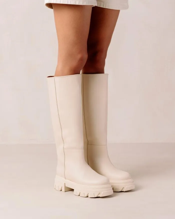 ALOHAS Boots Women Katiuska 8211 White Leather Boots