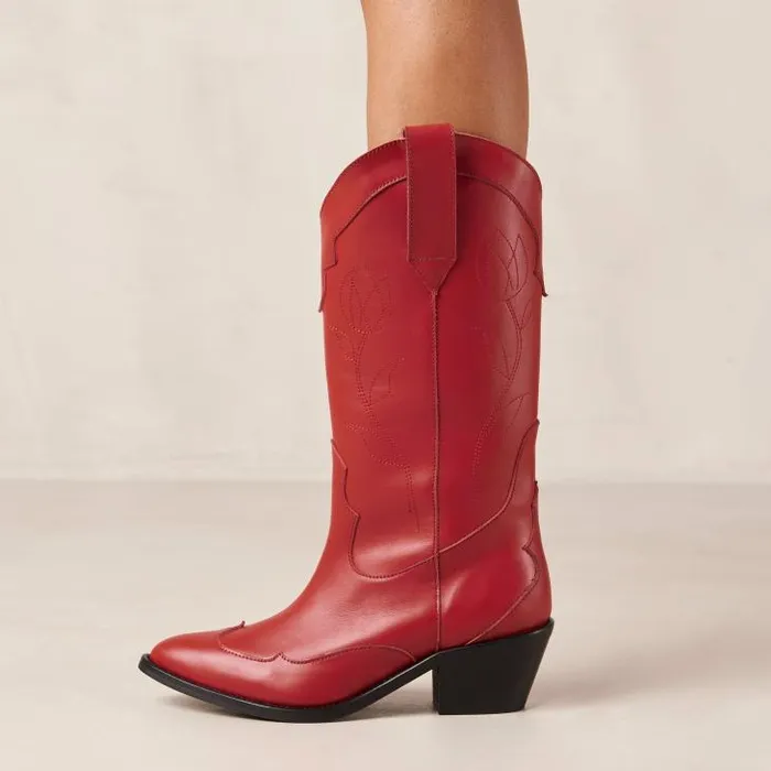 ALOHAS Boots Women Liberty 8211 Red Leather Cowboy Boots